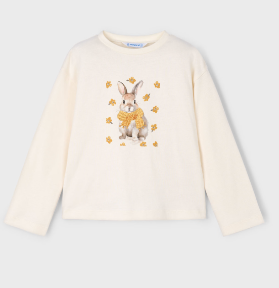Mayoral T-Shirt with Rabbit Print Style 4009-Macchiato & mustard